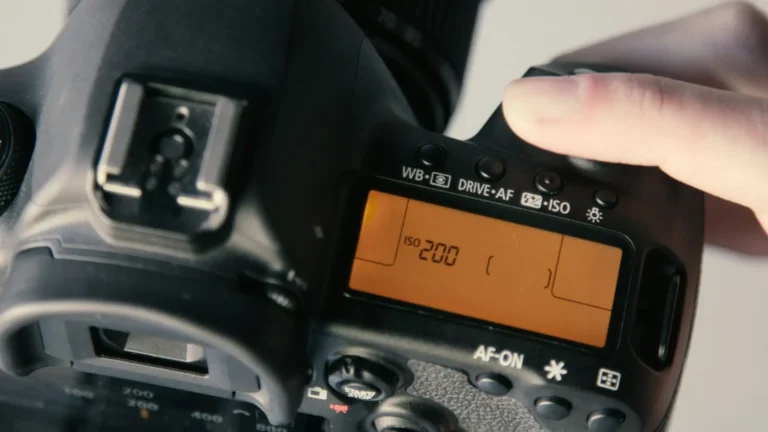 A person is holding a camera with a screen on it.